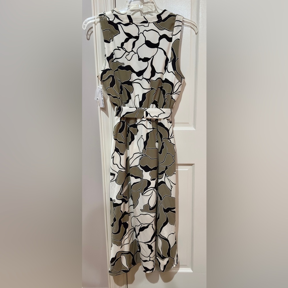 Nine West Olive and Black Patterned Midi Dress - Picture 4 of 7